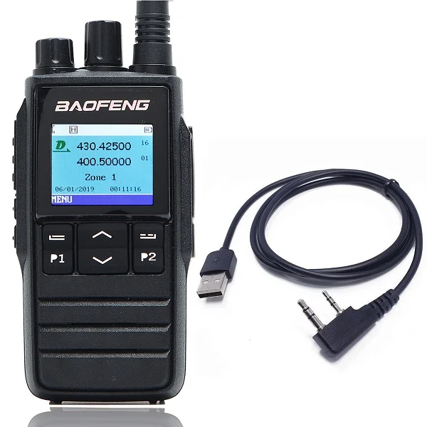 Baofeng DMR DM-1702(gps) портативная рация VHF UHF двухдиапазонный 136-174 и 400-470 МГц Dual Time слот Tier 1& 2 цифровое радио - Цвет: add program cable