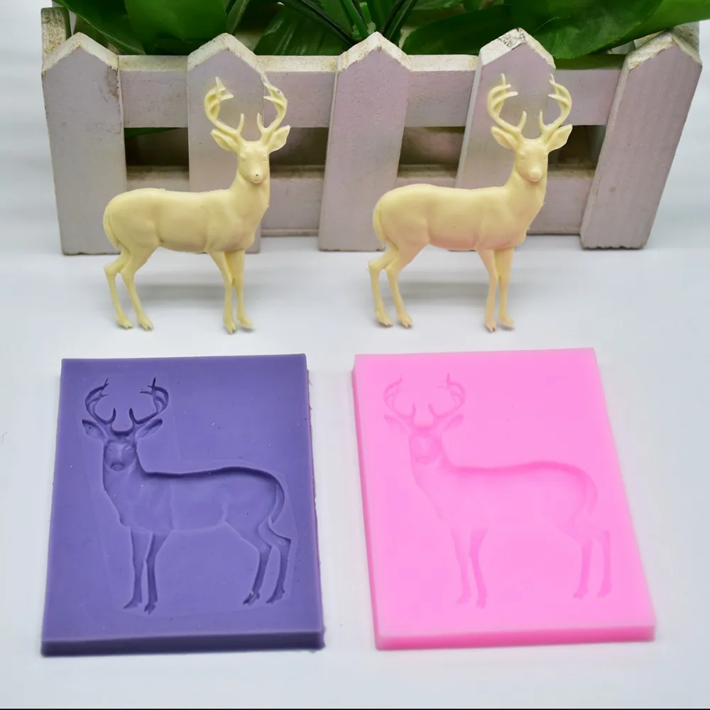 3D Buck Deer Elk Shape Fondant Mould Cake Decor Silicone UK Chocolate DIY G7X2