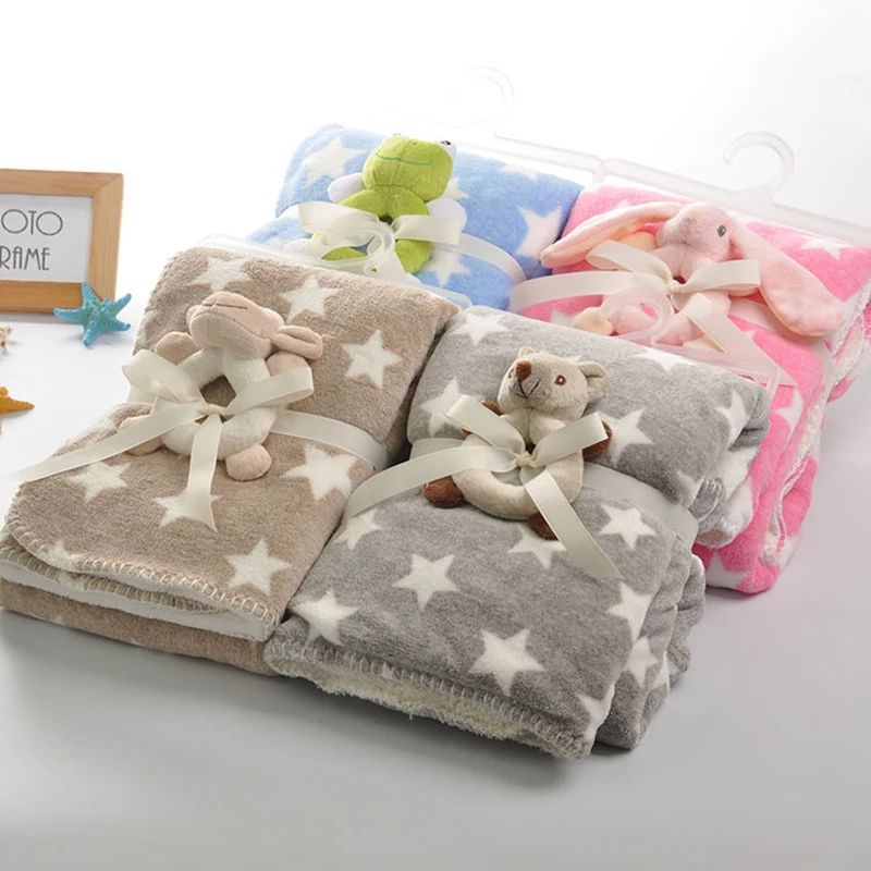 Baby Toy Blanket Kids Animal Fleece Blanket Infant Baby Star Blanket