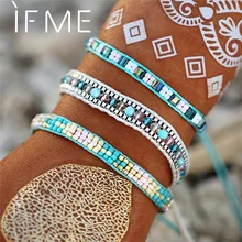 IF ME Bohemian kristal boncuklar dostluk örgülü halat bilezikler kadınlar için takılar pamuk örgü halat zincir bilezik erkekler takı yeni