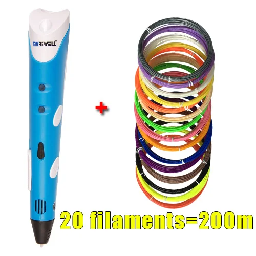 DIY 3d принтер ручка для детей AU/US/UK/EU вилка с PLA филаментом 1,75 мм подарки на Рождество и день рождения абсолютно подарок 1-го поколения - Цвет: Blue 20pcs filament