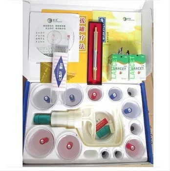 

Chinese 12 cupping therapy suction tanks cup set with 1PC blood lancet pen lancing device 100pcs needles free shipping