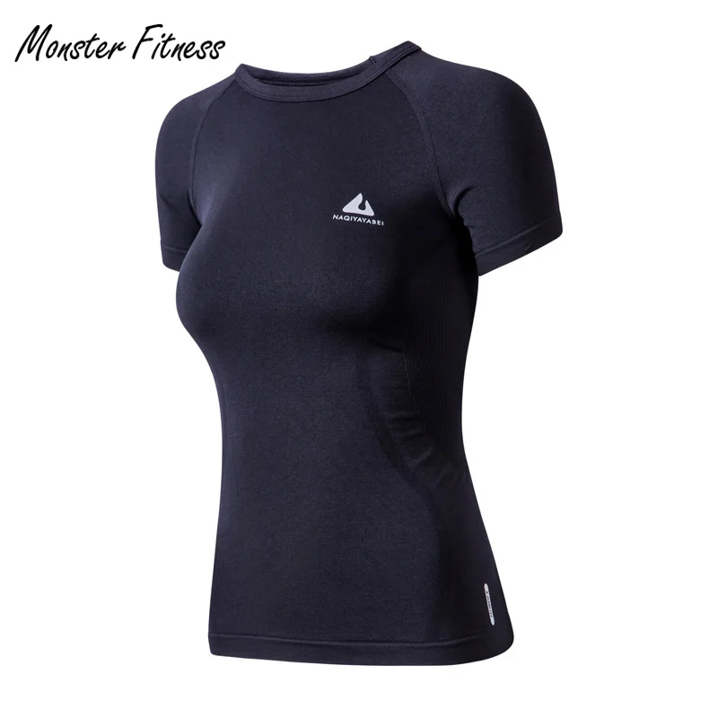 

Monster Fitness Yoga T-Shirts Tops For Women Yoga Gym Compression Women's Sport T Shirt Seamless Short Sleeve Shirt Sweatshirt