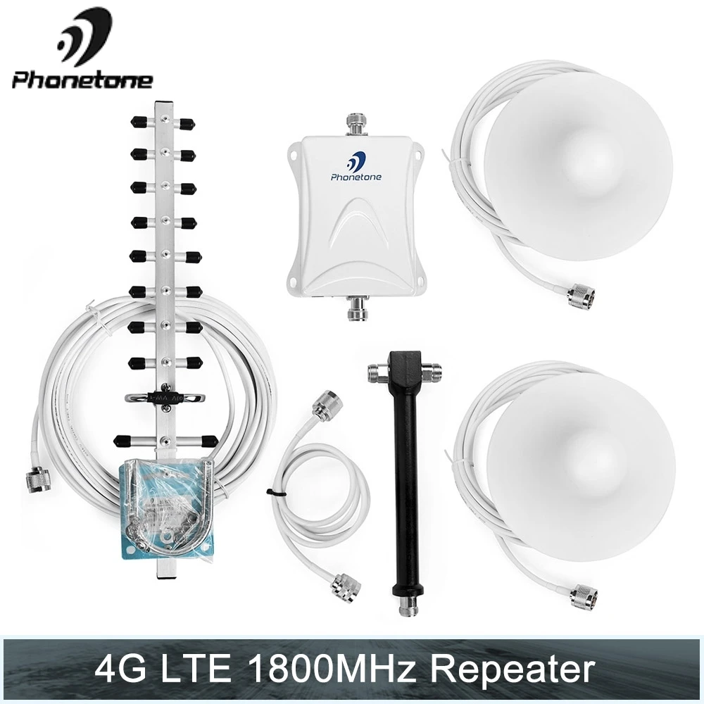 

GSM repeater 1800MHz lte booster Powerful 70dB cell phone signal repeater booster amplifier with one yagi and two omni antennas