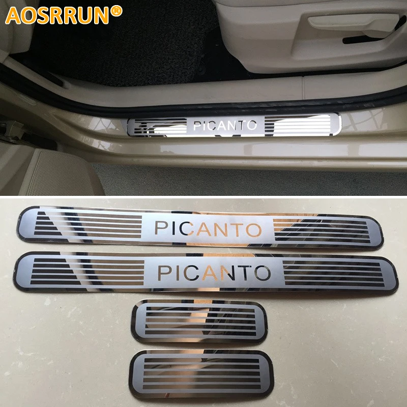 AOSRRUN font b Car b font accessories Stainless Steel Side Door Scuff Plate Door Sill Trim