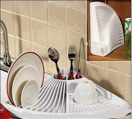 

Dish Drainer dish drying rack kitchen organizer 3 in 1 Corner Space Saving Dish Rack