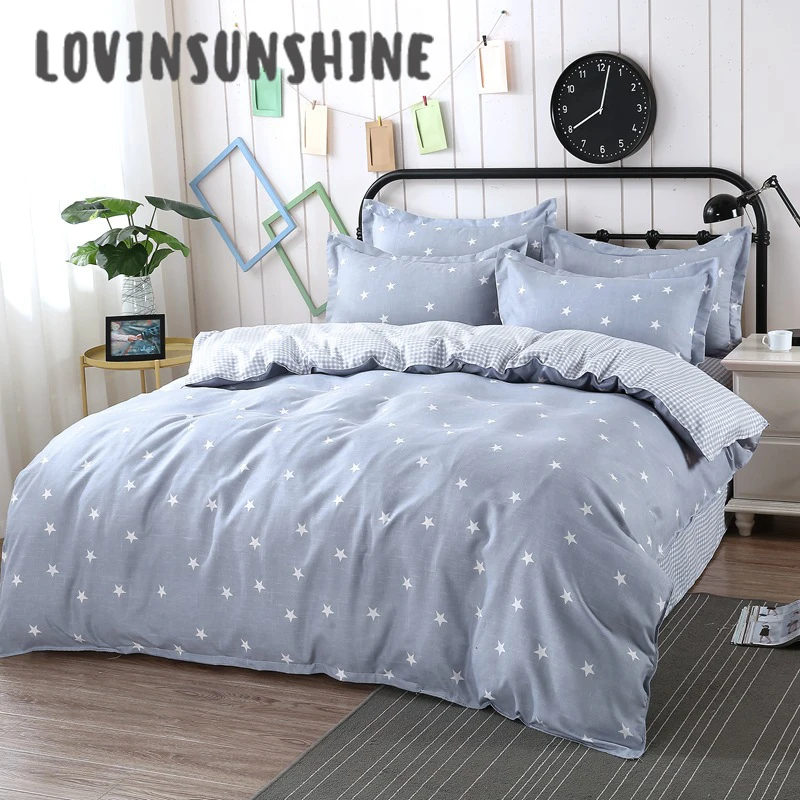 

LOVINSUNSHINE Cartoon Print Bedding Set Bed Sheet And Pillowcase Simple Style Duvet Cover Set Cotton Ab#3