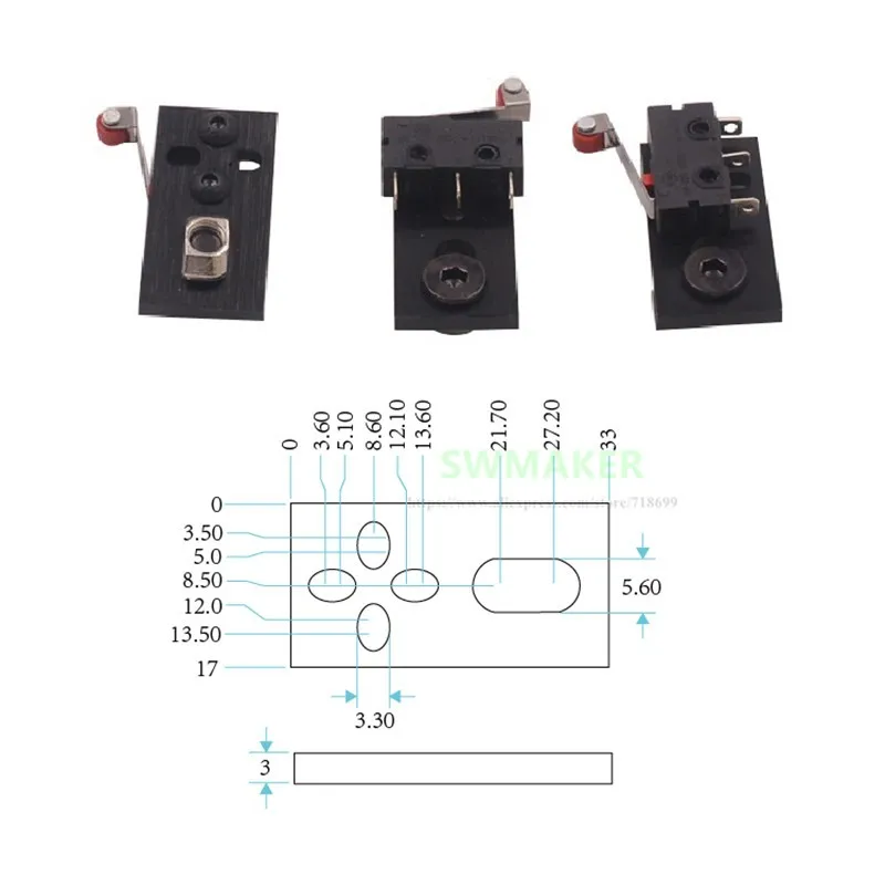 3 шт./лот openbuilds детали CNC алюминиевый микро концевой выключатель с монтажной