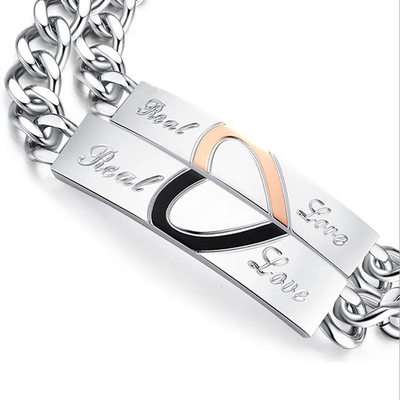 316L Stainless Steel couple Bracelet For Men And Women Jewelry Split Heart Couple Bracelet Bangles For Lovers one pcs 316L Stainless Steel couple Bracelet For Men And Women Jewelry Split Heart Couple Bracelet Bangles For Lovers one pcs