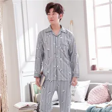 Yuzheli, весенние хлопковые мужские пижамные комплекты с длинным рукавом, кардиган, повседневная одежда для сна, костюм, модные мужские пижамы, осенняя мужская домашняя одежда