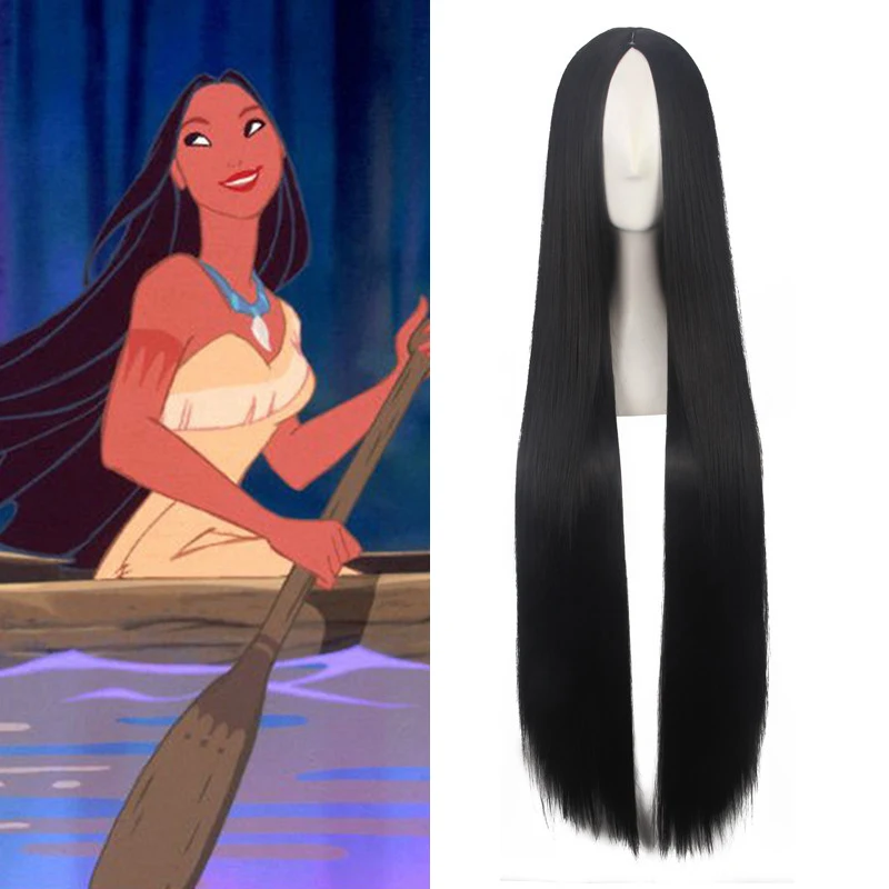 Ceny Pocahontas Cosplay Peruka Matoaka Indianie Centrum Rozstanie Czarny Długie Prosto Księżniczka Kobiety Dziewczyny Włosy Syntetyczne