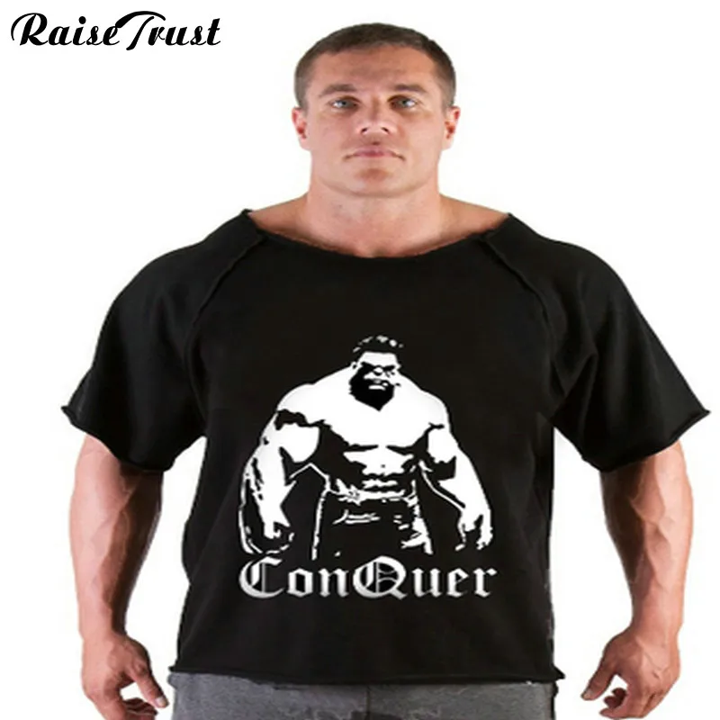 

fitness men T-shirt 2019 Summer fitness men Print bodybuilding wear shirt Brand vest Plus Size Rag tops T-shirt