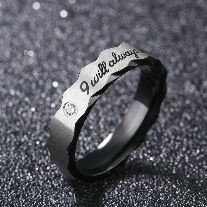 Всегда будет с вами, кольцо из нержавеющей стали для влюбленных пар, кольцо для него, и она обещает обручальные кольца, обручальные кольца - Цвет основного камня: men