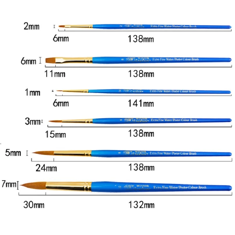 WINSOR & NEWTON 혼합 밍크 머리 화가 페인트 브러쉬 수채화 구 슈 페인트 브러쉬 4 개/대 또는 6 개/대