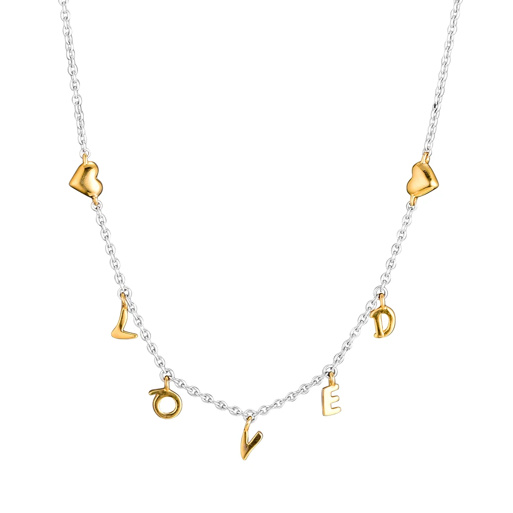 

Pandulaso Shine Loved Script Collier Necklace & Pendant 925 Sterling Silver Jewelry Elegant Necklace For Woman Fashion Jewelry