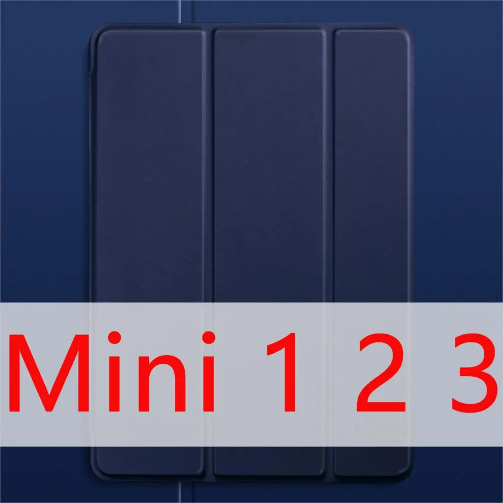 Для iPad Mini 4 Чехол Mini 2 3 1 Mini 5 чехол, ультра тонкий легкий трехслойный Стенд мягкий ТПУ для iPad Mini5 чехол крышка Капа - Цвет: Dark Blue 123