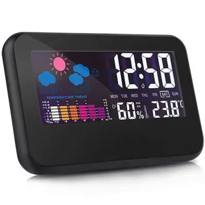 Подсветка голосового управления, Термометр-Гигрометр с ЖК-экраном для помещений с цифровыми часами и будильником, календарем - Цвет: 1