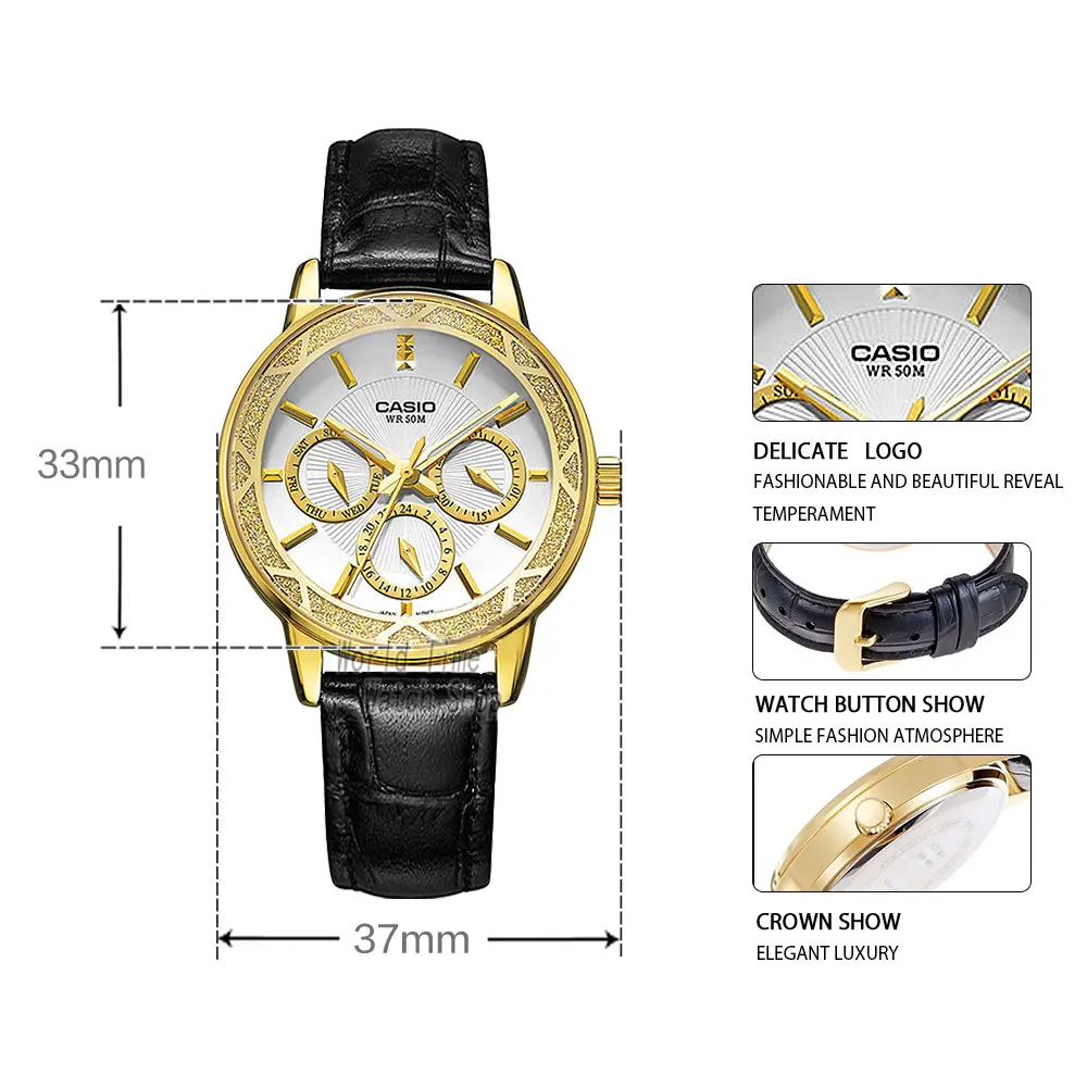 Casio watch Fashion Business Three Waterproof Steel Ladies LTP-2087GL-1A