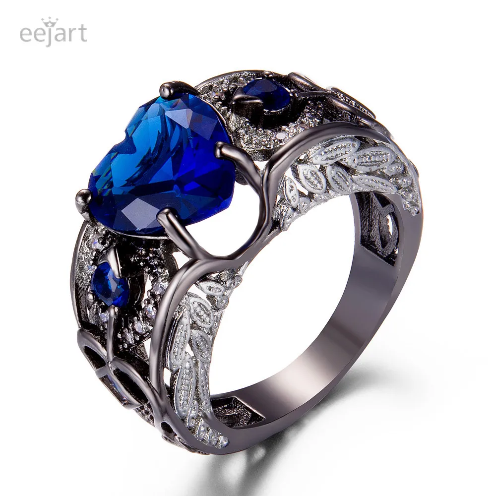 

Angel Wing ring Black Gold Filled Anniversary Wedding Band Rings For Women