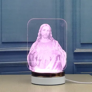 

3D table lamp Jesus LED light The Catholic church Christmas gift indoor lighting deak lamp shade bed room desk Office table lamp