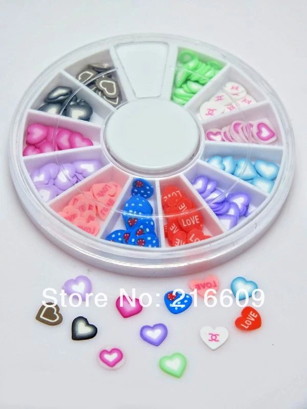 Лучшие продажи! 12 коробок = 12 колес/партия смешанные полимерные глиняные Ломтики украшения для ногтей Fimo 3D наклейки для ногтей