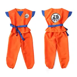 Костюм с рисунком Dragon Ball Z, костюм для косплея Сон Гоку, топ, штаны, пояс, хвост, запястья, парик для взрослых детей, 6 размеров, детский подарок