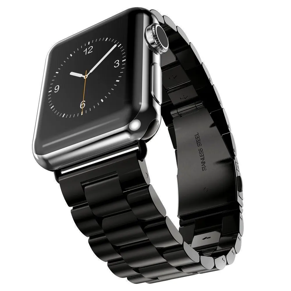 Ремешок из нержавеющей стали для Apple Watch Band 38 мм 42 мм металлический браслет для Apple watch 4 band 40 мм 44 мм серия 5 4 3 2 1 - Цвет ремешка: black