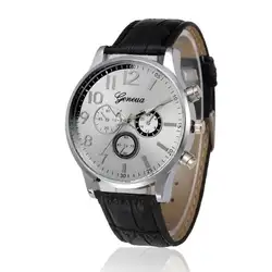 Для Мужчин's Бизнес Смотреть Luxry Мода ретро-дизайн кожаный ремешок Круглый Аналоговые сплава кварцевые наручные часы relogio masculino A2