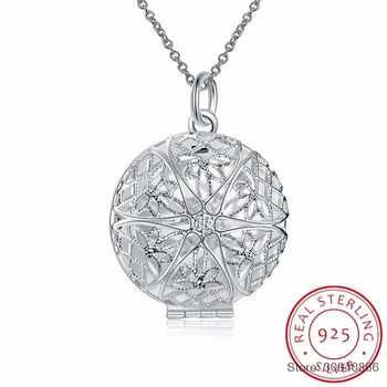 

SMTCAT 925 Sterling Silver Necklaces Round Charm Pierced Floating Locket Pendant Necklace For Women Fine Jewelry Collares Mujer
