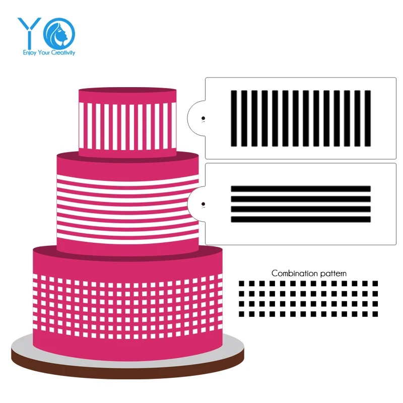 2pcs Lot Stripes Cake Stencil Sugarcraft Cake Decorating Molds
