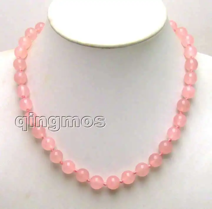 

small 6MM Pink Round Stone 17" Necklace Free shipping-nec5644
