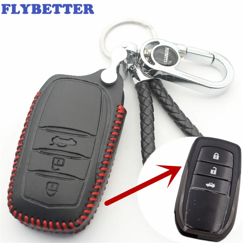 FLYBETTER чехол из натуральной кожи с 3 кнопками без ключа для Toyota Camry/Crown/Highlande