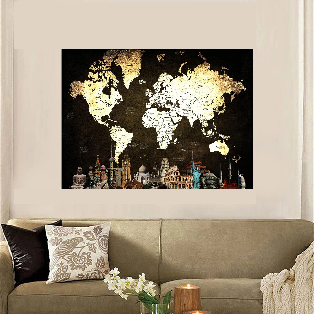 5D DIY square round Diamond Painting world map Cross Stitch Mosaic Embroidery Pattern Rhinestone Home Decor J0213 | Дом и сад