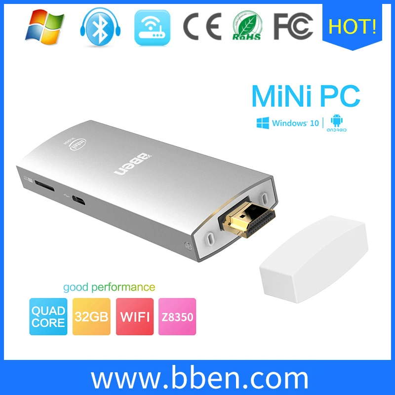 BBen Mini PC Windows 10 & Android CPU Z8350 Quad Core 2G+32G HDMI Mute Fan WiFi BT 4.0 intel pc compute stick mini computer