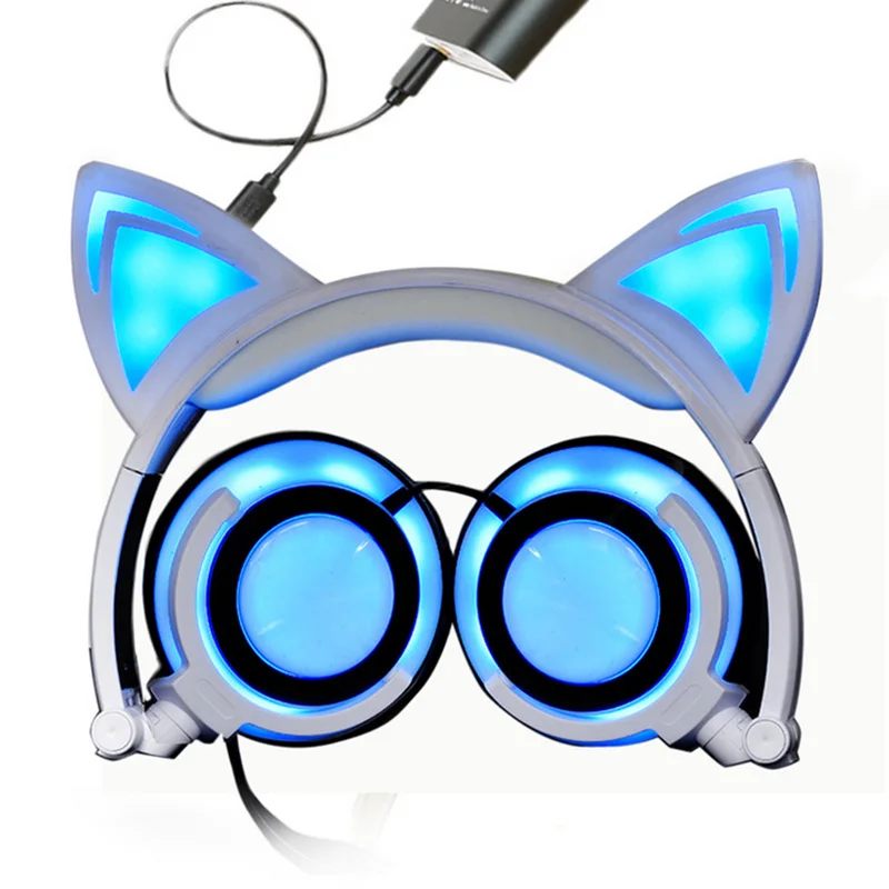 Gaming Headphone Computer Stereo Deep Bass Game Earphone Foldable Baby Kids Headset with Mic LED Flashing Light for PC Gamer