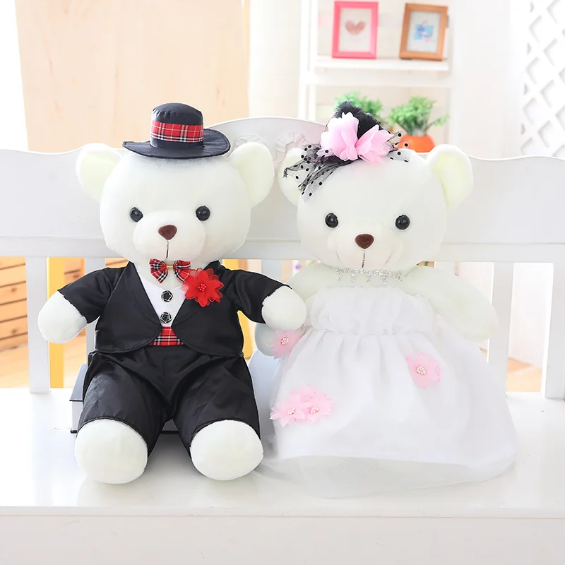 

2pcs 40/60cm Couple Bear Wedding Teddy Bear Bride & Groom Bear Bouquet DOLL TOY Plush Toys Wedding Gift Christmas Gift