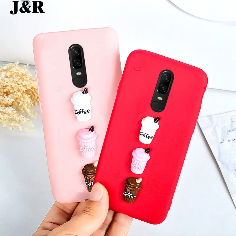 J&R Cute Matte Case For Oneplus 6T 6 5 5T One Plus 5 T 6T A5000 A6000 Silicone Soft TPU 3D Coffee Milk Sweet Phone Cover Cases
