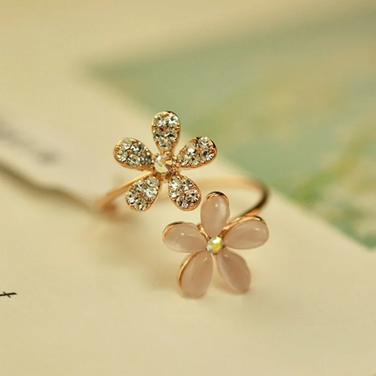 

Korean version of the new cat's eye flower opening ring wholesale