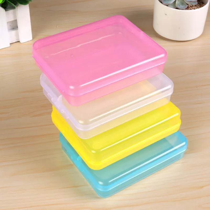 

1PC Mini 4 Color Small Plastic Candy Transparent With Lid With Lid Collection Credit Card Bank Card Container Case Storage Box