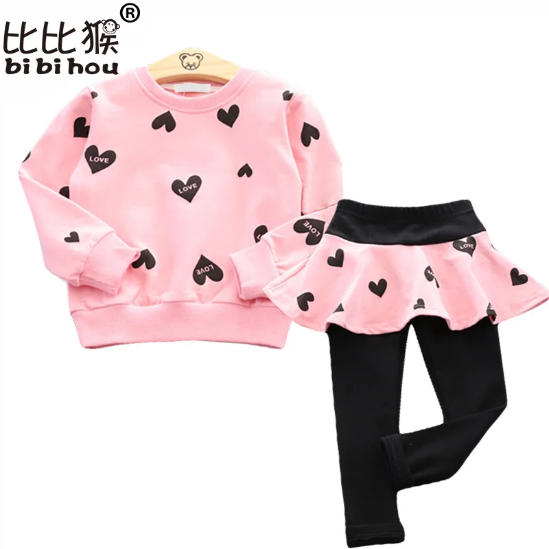 1 Bibihou Toddler Girl Clothing Sets 2017 Autumn Winter Girls Clothes Set Christmas T-shirt + Pant Kids Girl Sport Suit Children  2