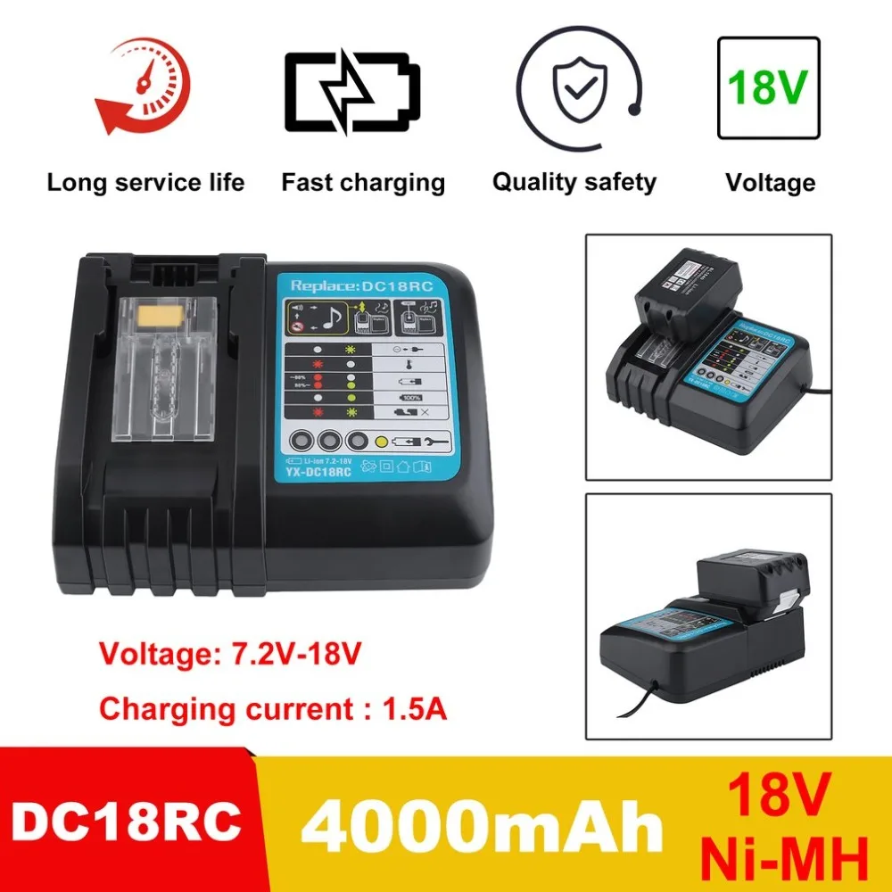 

Durable DC18RC Battery Charger Portable Charging Device With 18V 4.0Ah Li-Ion Battery For Makita BL1850 BL1840 EU Plug