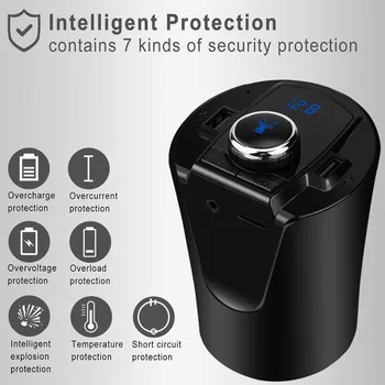 

Hand-free Phone Adapter Car Kit 5V 2.1A USB Charger Cup-rack Bluetooth MP3 USB Charger Wireless Bluetooth FM Transmitter Player