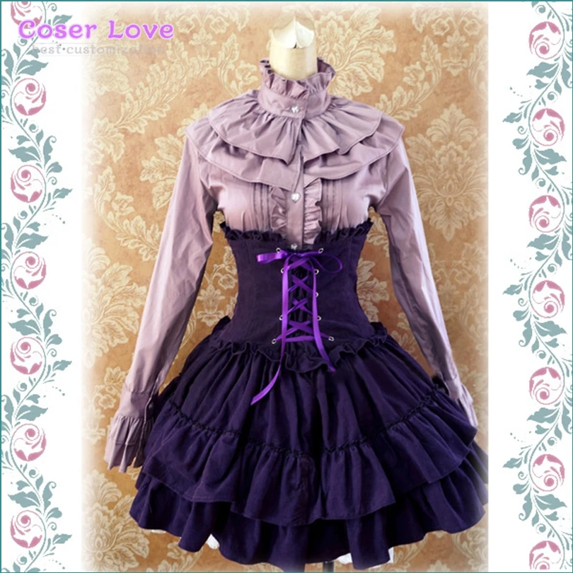 

Gothic Lolita Dress SK Lavender High Waist,Lace Up Ruffles Lolita Skirt !