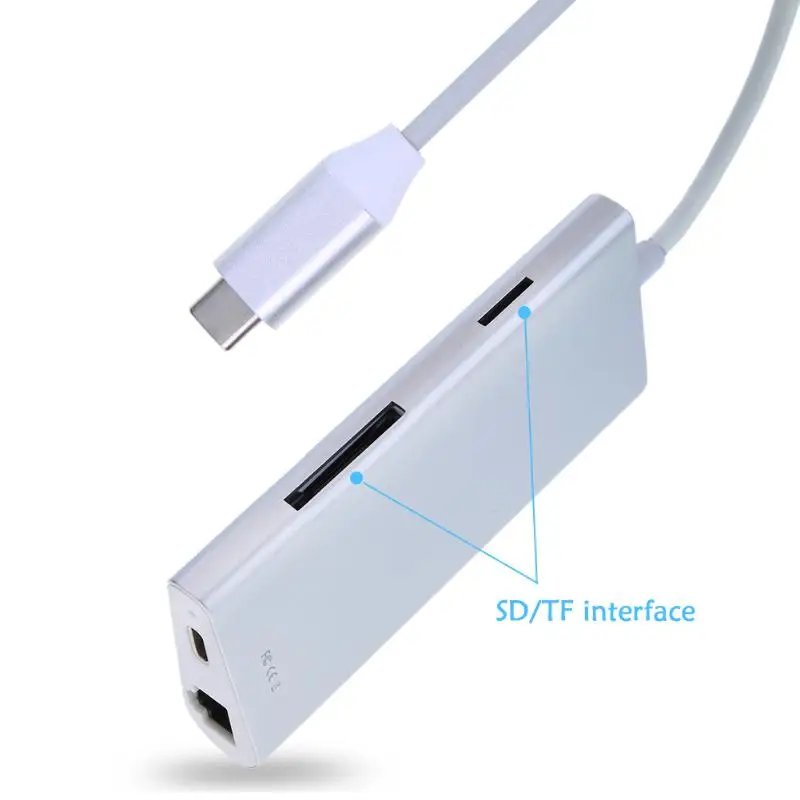 HUB USB multifunción tipo C 8 en 1 Hub USB-C con vídeo tipo C 4 K HD Gigabit RJ45 Ethernet Adaptador SD/TF lector de tarjeta - 3