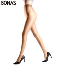BONAS 6 шт./компл. 15D размера плюс колготки T промежность сплошной цвет нейлон колготки для женщин кожи Высокая эластичность бесшовные колготки женские
