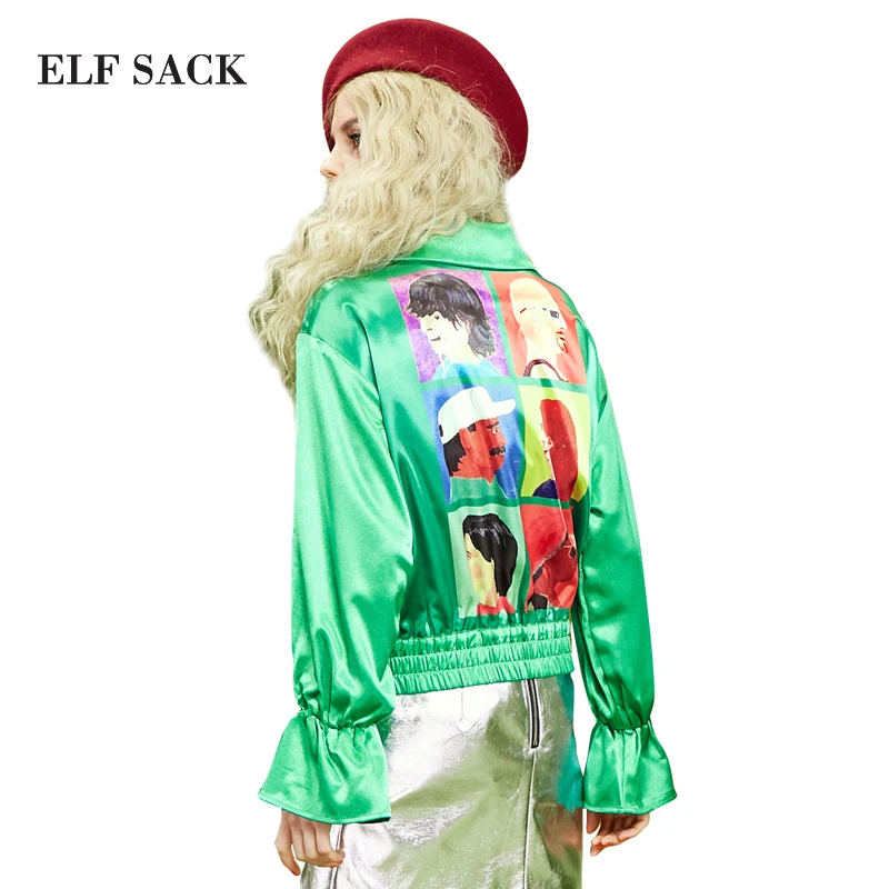 ELFSACK 2017 Весенняя женская короткая верхняя одежда с рисунком граффити Женская