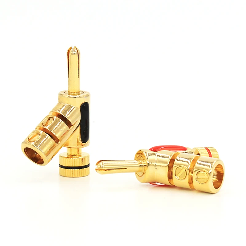 

Free Shipping 4pcs Nakamichi GOLD PLATED LOCK SPEAKER CABLE PLUG BANANA CONNECTOR