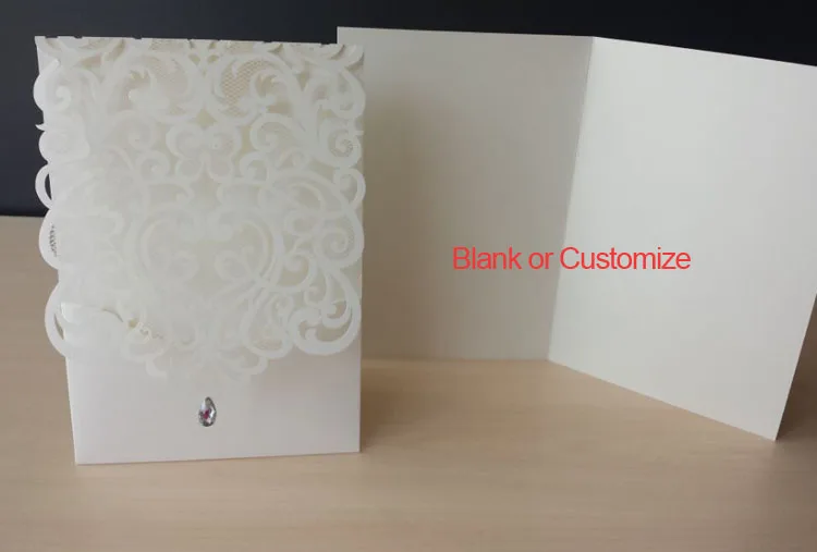  20Pcs Gold & White Laser Cut Heart Wedding Invites Printable Rhinestone Birthday Invitations Card S - 32990866841