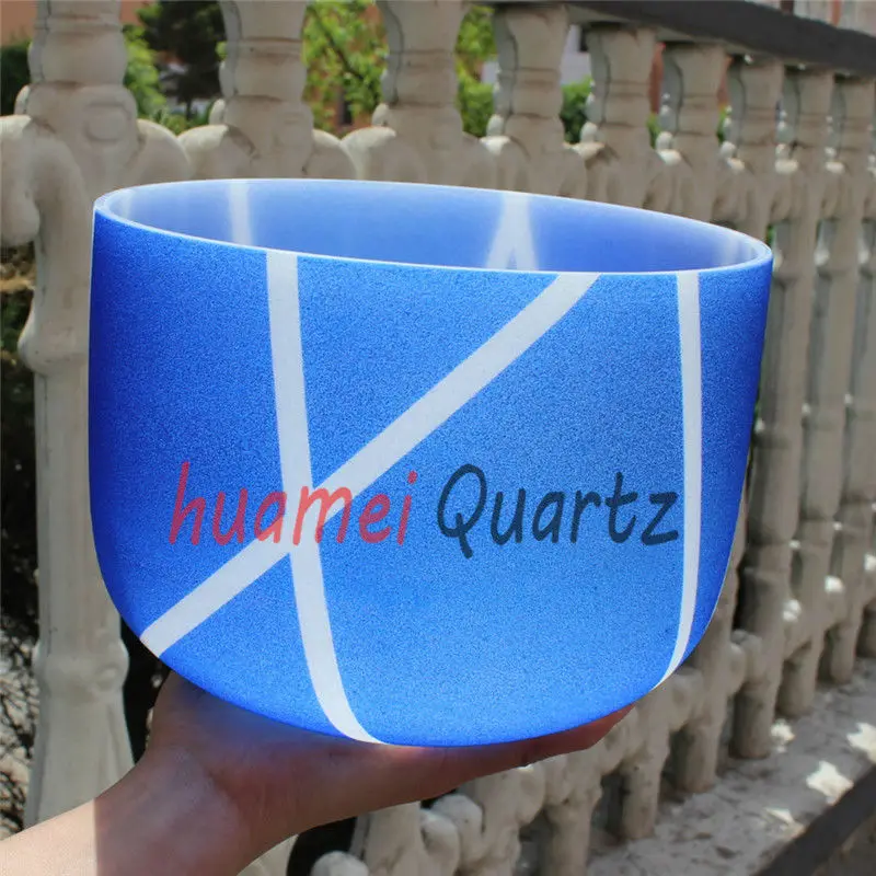 

Chakra Tuned Set of 7 Color Customized chakra bowl with stripe 8 "-12"
