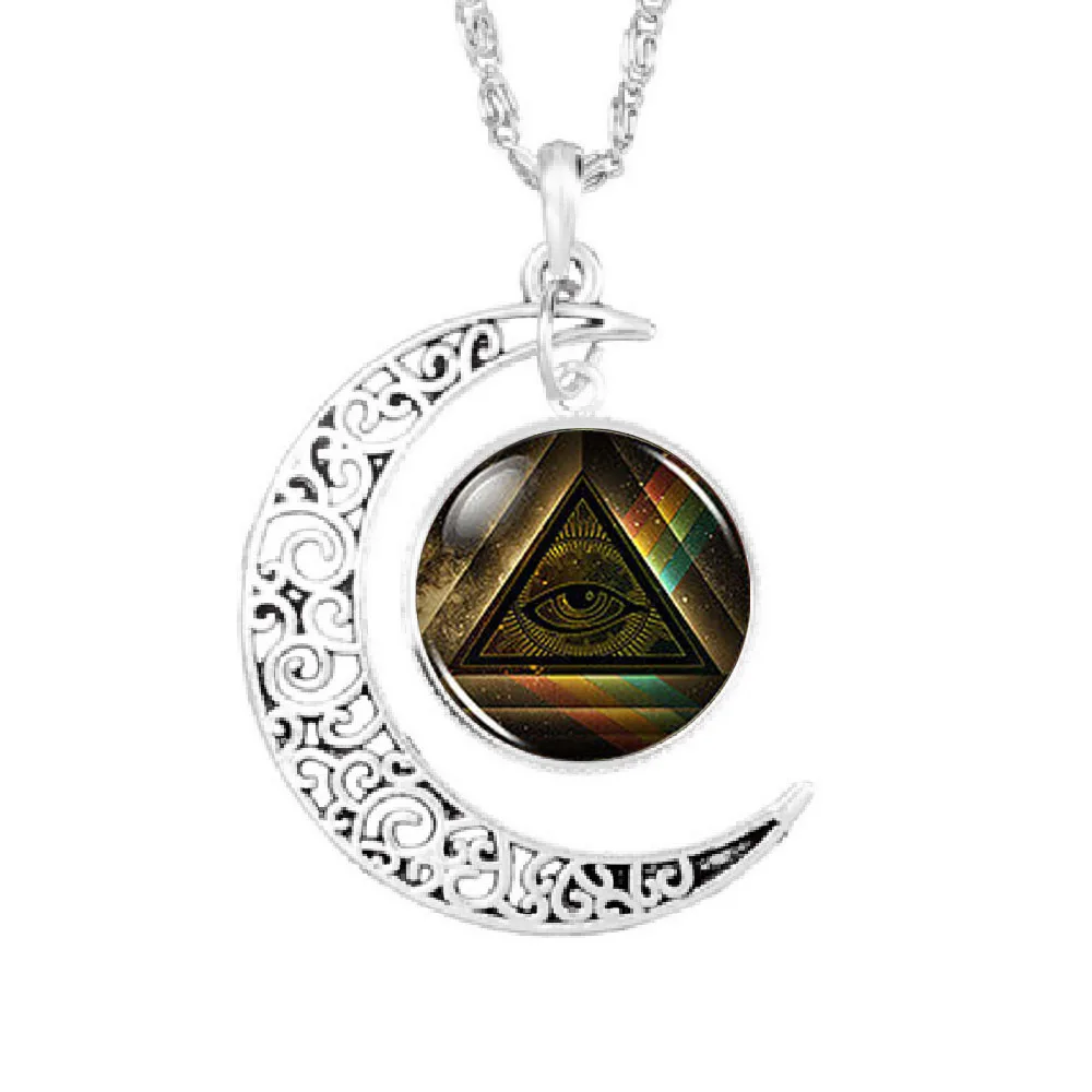 

Steampunk Masonic free Mason Freemason Illuminati Pendant New Moon Necklace 1pcs/lot mens handmade jewelry dr who Fashion chain